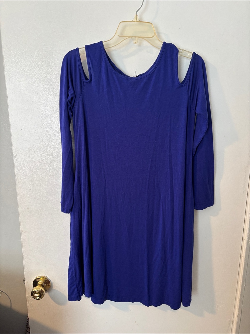 Cold-Shoulder Long Sleeve Dress in Deep Blue
